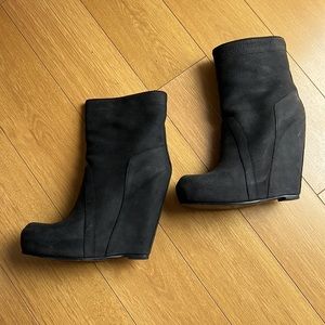 Rick Owens Shoes, Wedge Boot, size 39, platform bootie, black suede